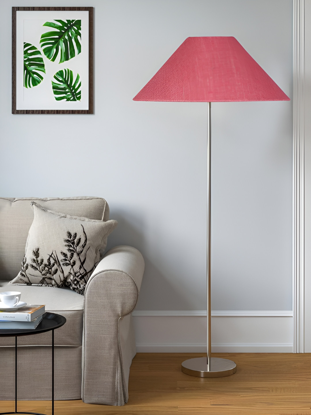 Devansh Pink & Grey Cylindrical Steel Base Floor Lamps