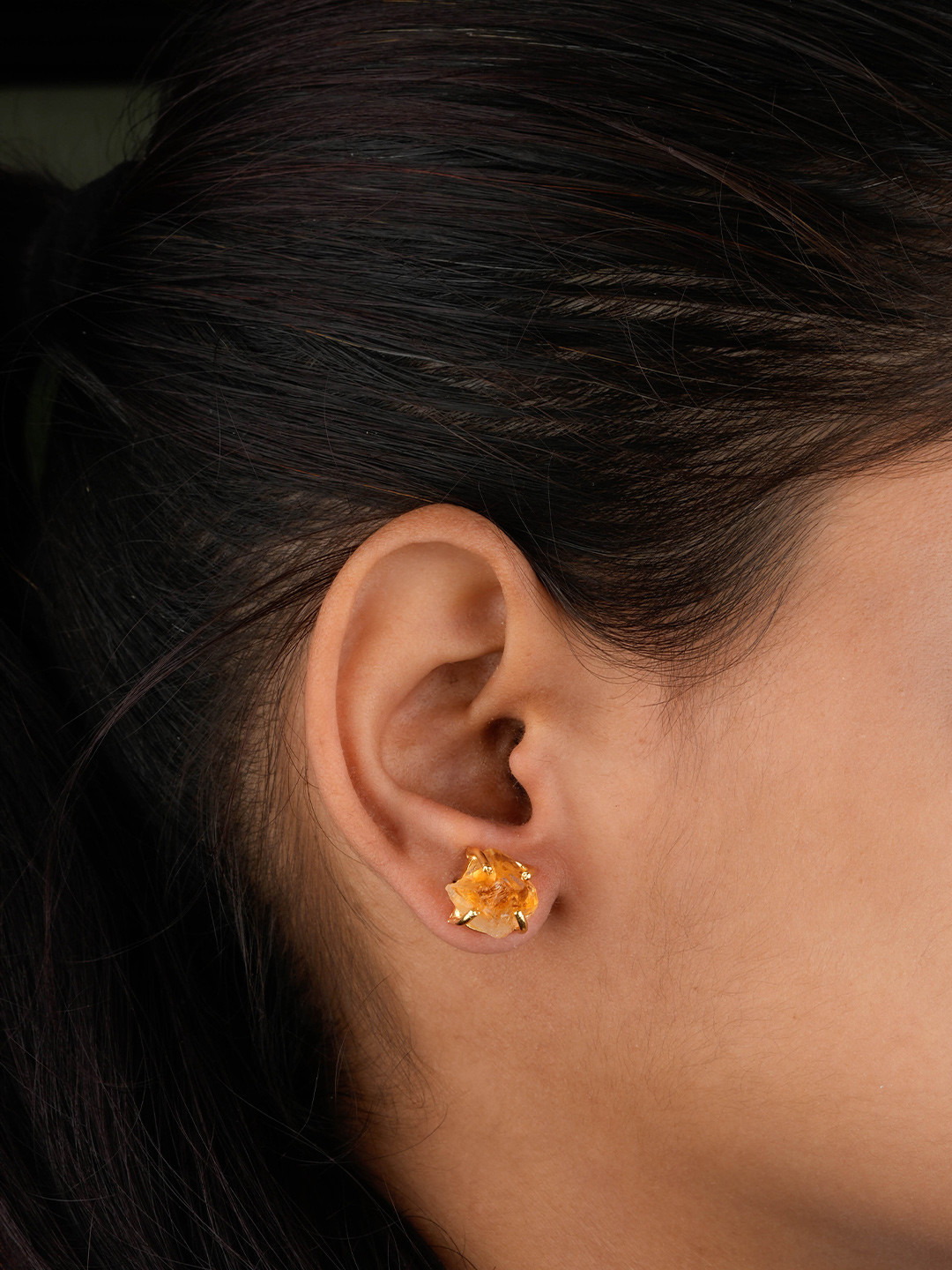TOTAPARI Gold-Plated Contemporary Citrine Studs