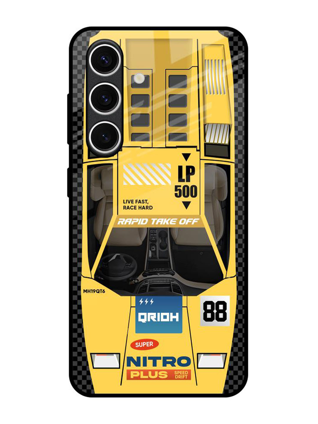 QRIOH Yellow Racing Car Samsung Galaxy S24 FE 5G Impact Resistant Back Case