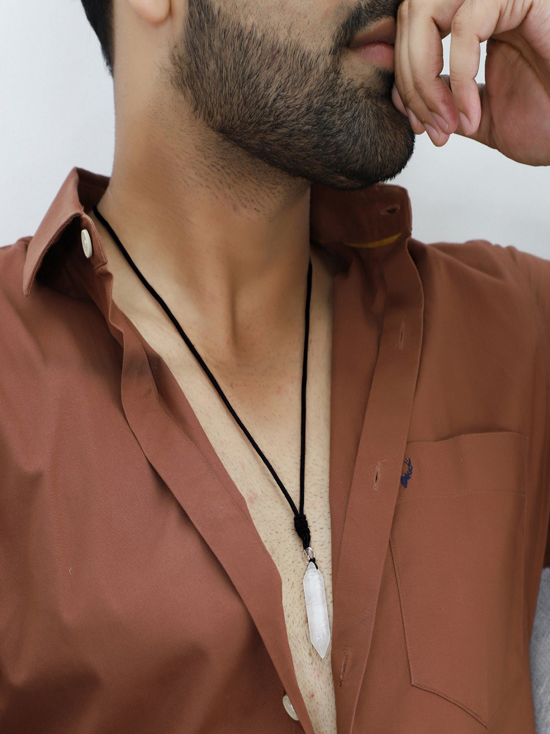 Nirvana Stainless Steel Triangular Quartz Hexagonal Pendant