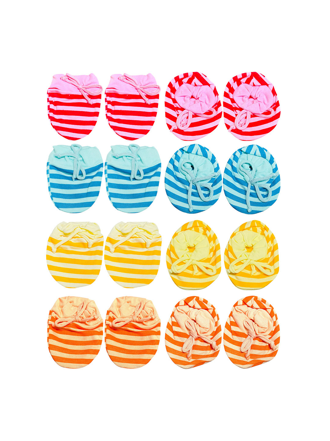 Bigbought Infants Pack Of 4 Striped Cotton Mittens