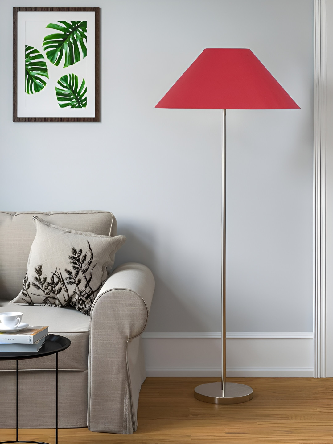 Devansh Red & Black Cotton Steel Frustum Shaped Floor Lamps