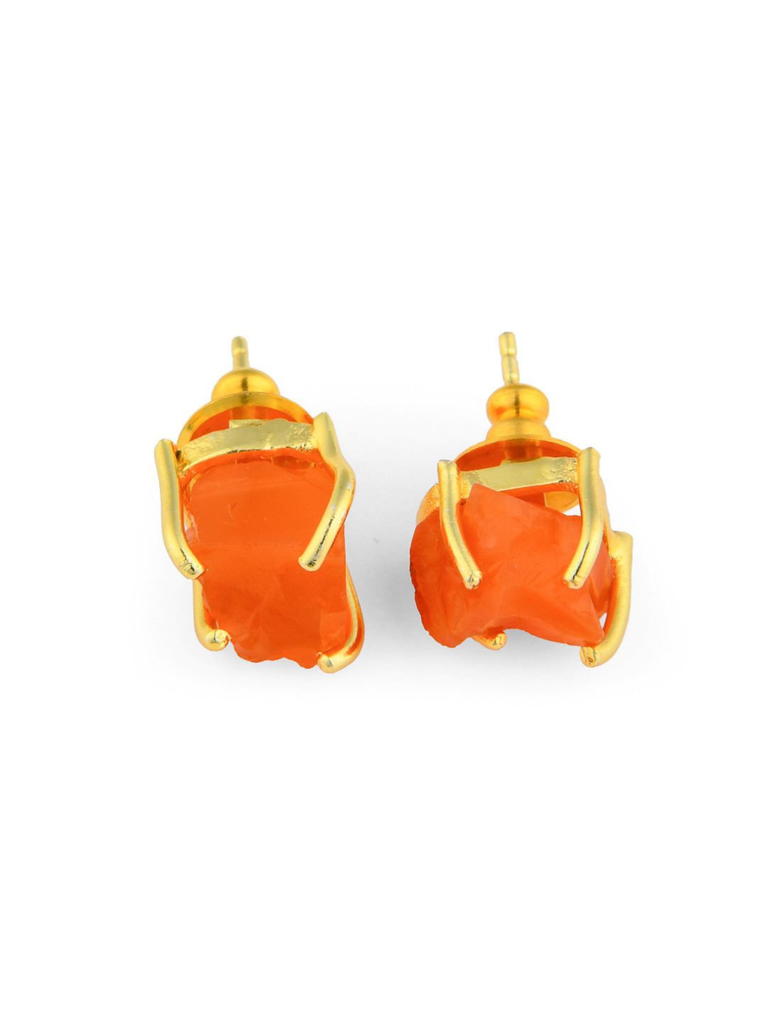 TOTAPARI Gold Plated Carnelian Studded Contemporary Studs Earrings