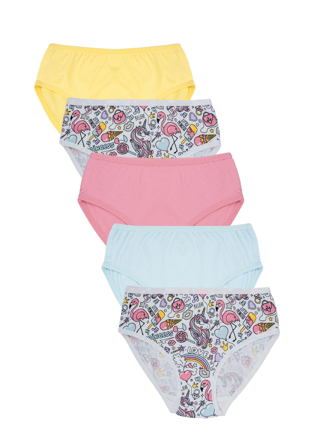 Charm n Cherish Girl Pack Of 5 Printed Mid-Rise Basic Briefs GWBRO84