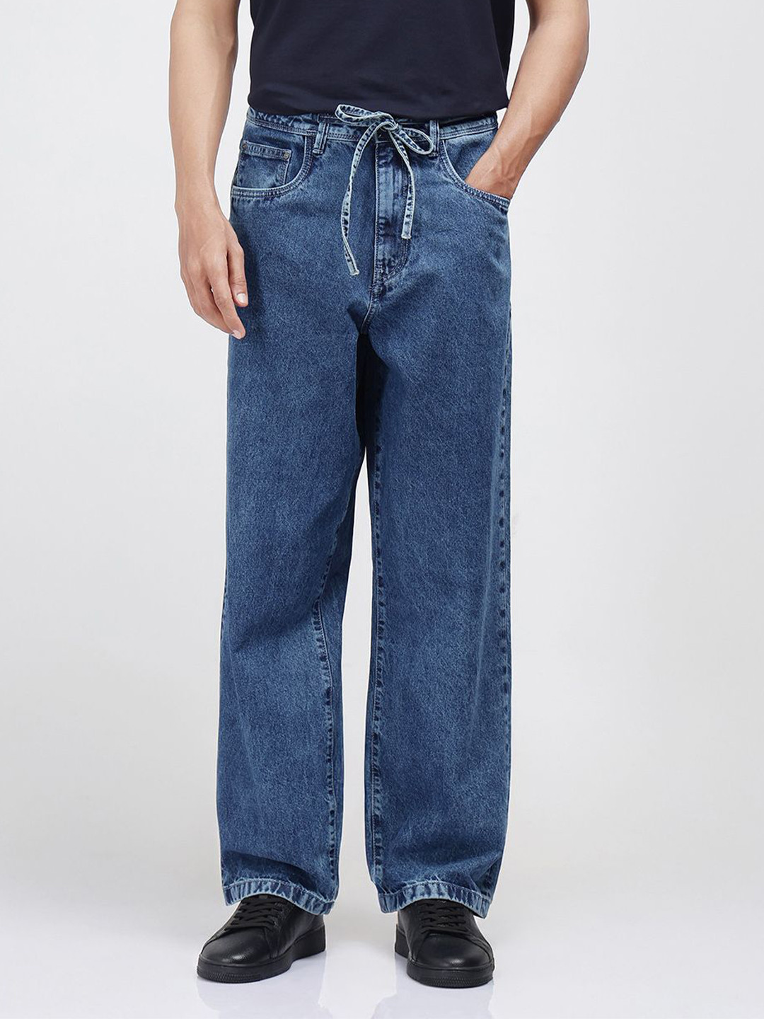 RARE RABBIT Men Comfort Stretchable Otto Light Blue Baggy Jeans