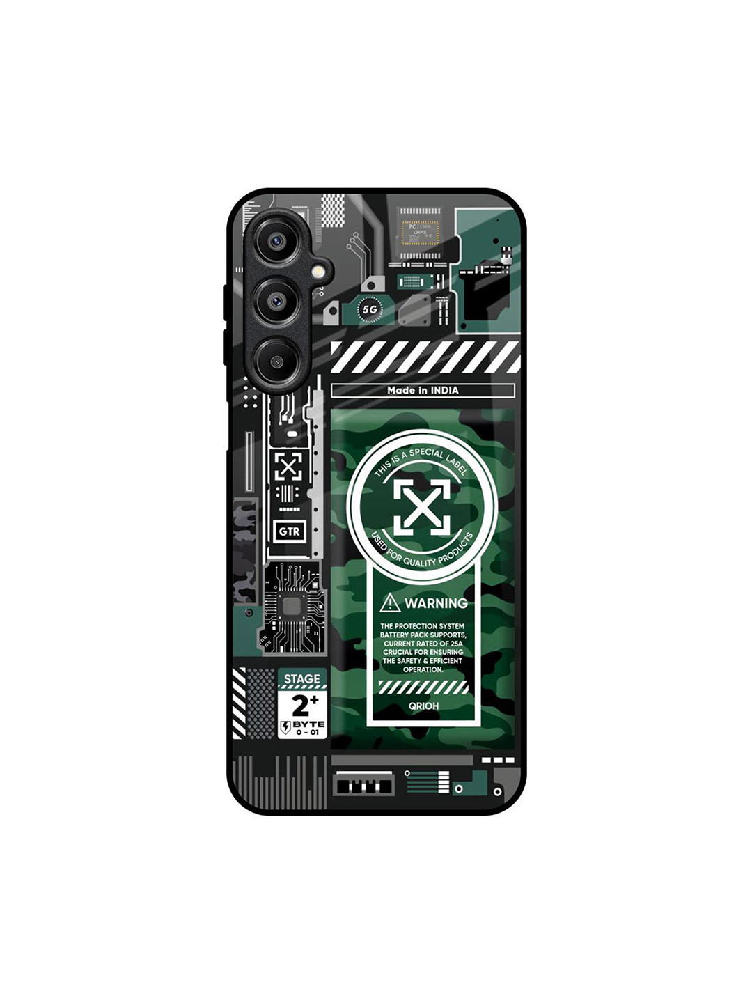QRIOH Green Camo Circuit Samsung Galaxy A16 5G Impact Resistant Back Case