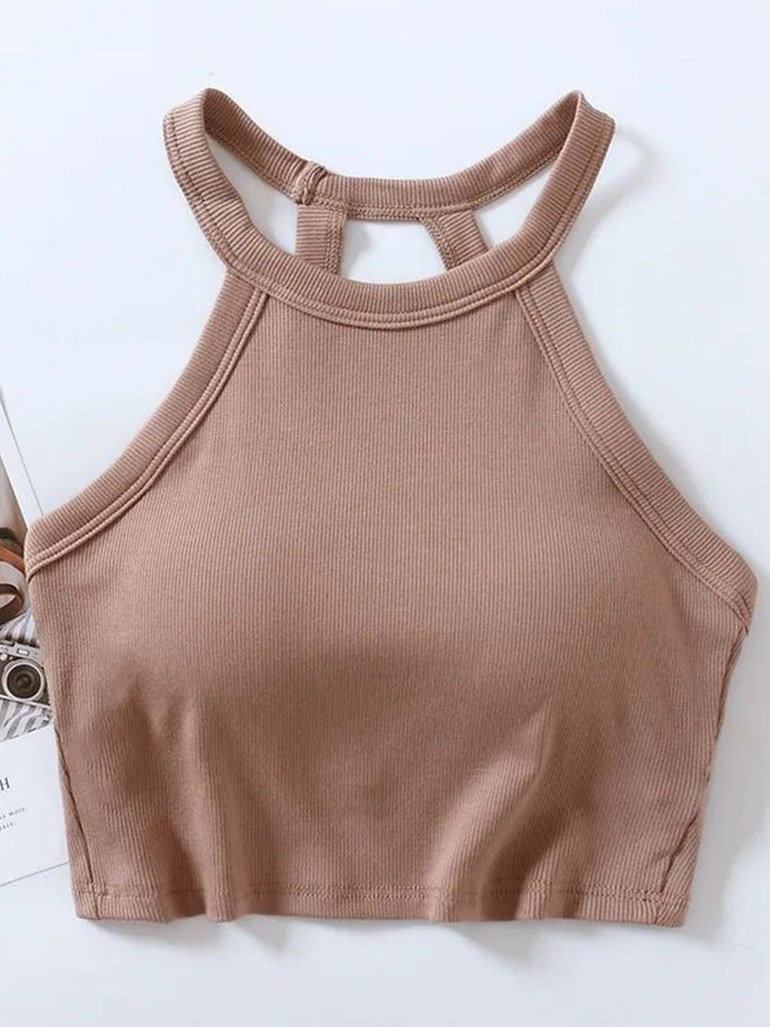 Miss Mosa By Akanksha  Brown Jenny Tank Tops with Inbuilt Bra