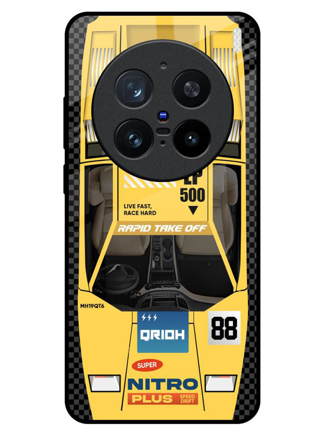 QRIOH Yellow Racing Car Vivo X200 Pro 5G Impact Resistant Back Case