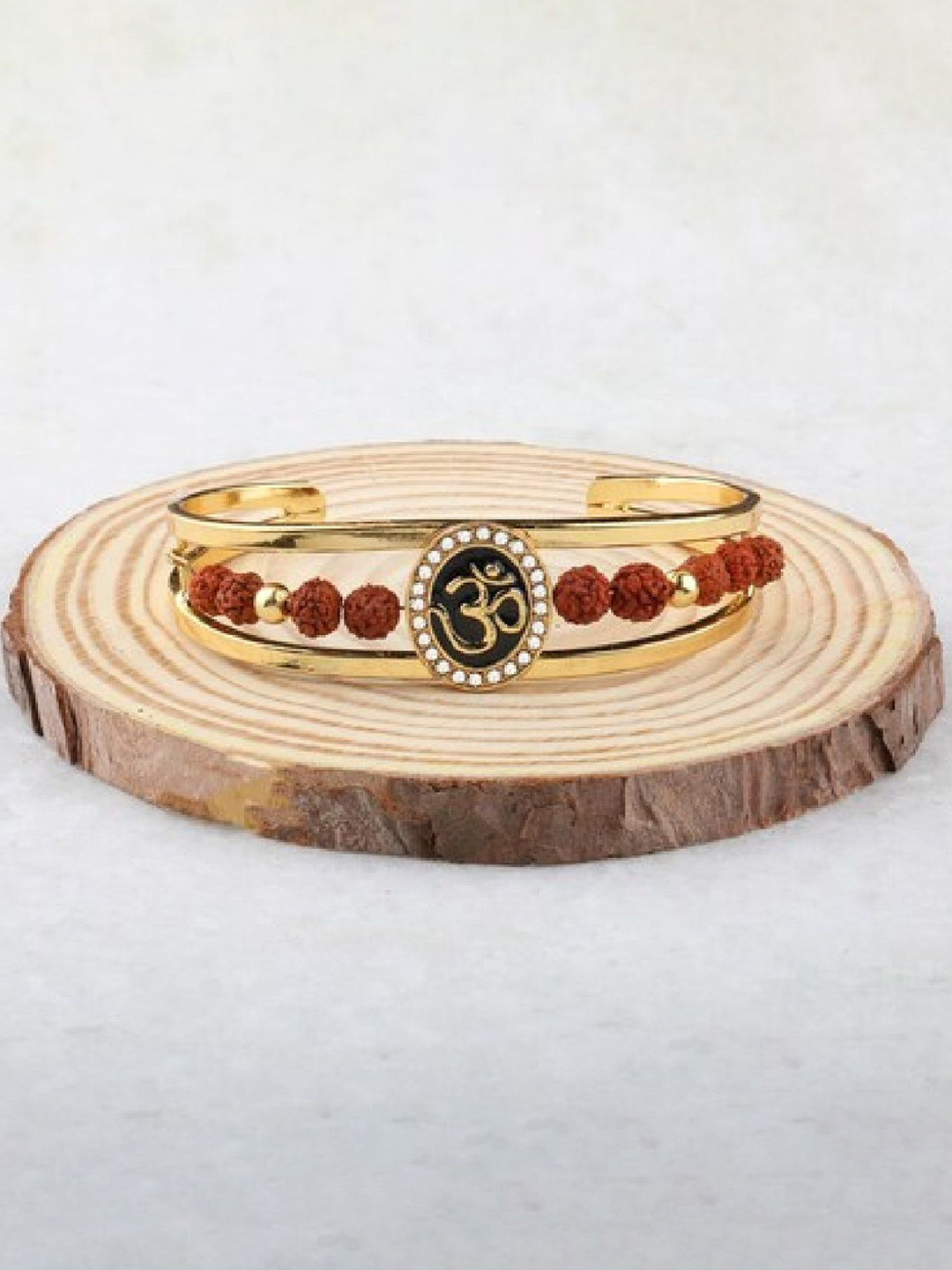 Crazy Fashion Om Sun Unisex Gold-Plated Kada Bracelet