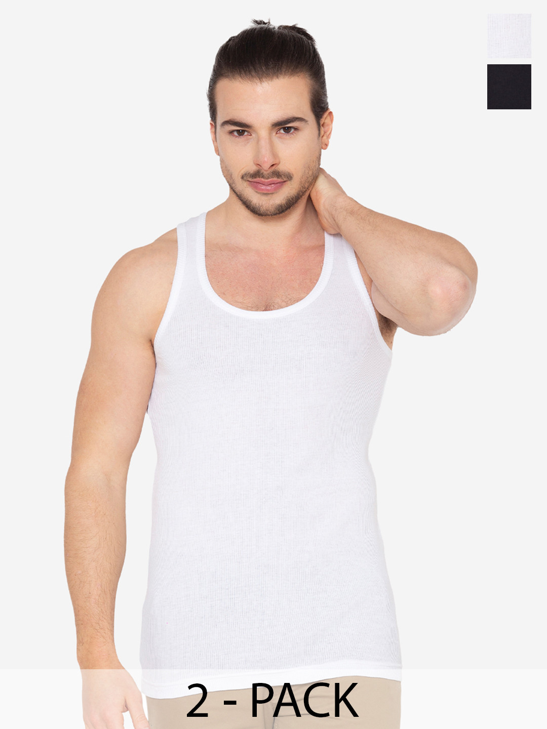 GROVERSONS Paris Beauty Pack Of 2  Cotton Round Neck Vests