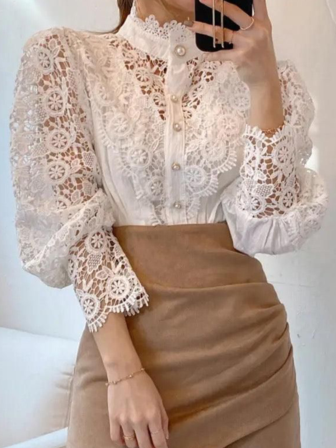 Miss Mosa By Akanksha  Women White Sale Luxury Lace Blouse Crop Top