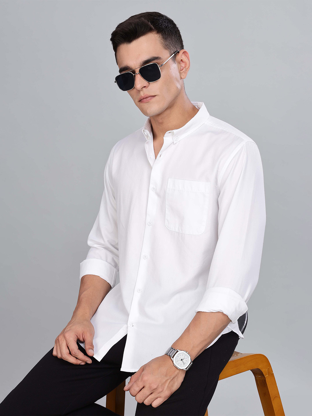 HERE&NOW Men Slim Fit Opaque Casual Shirt