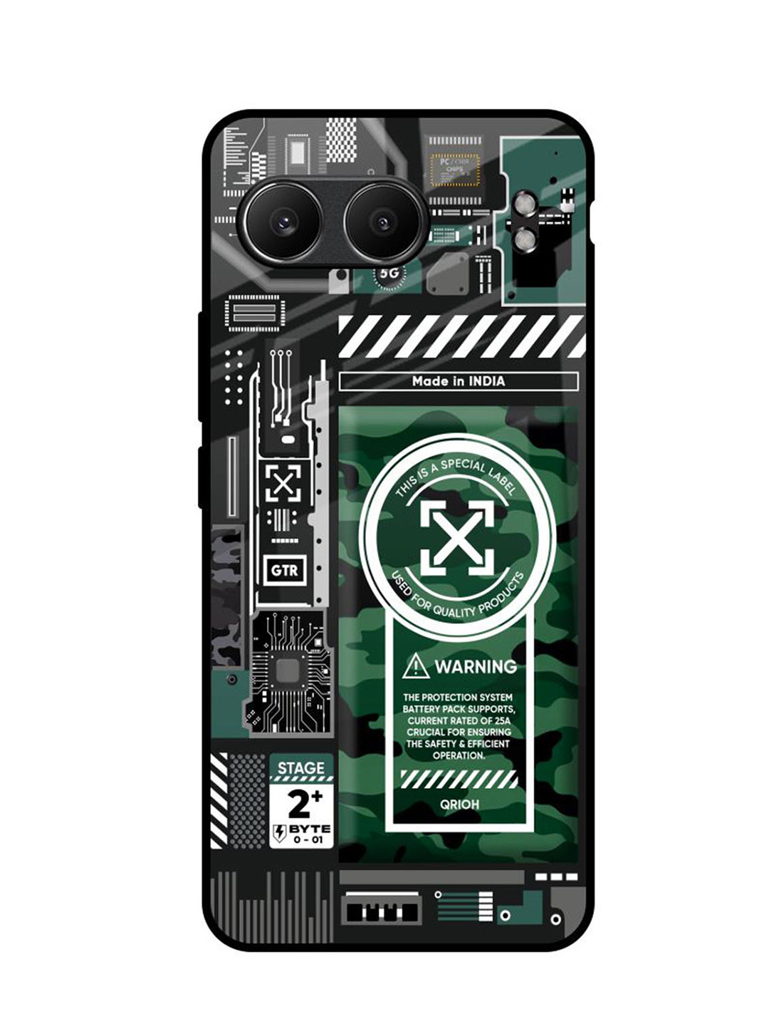 QRIOH Green Camo Circuit OnePlus Nord 4 5G Impact Resistant Back Case