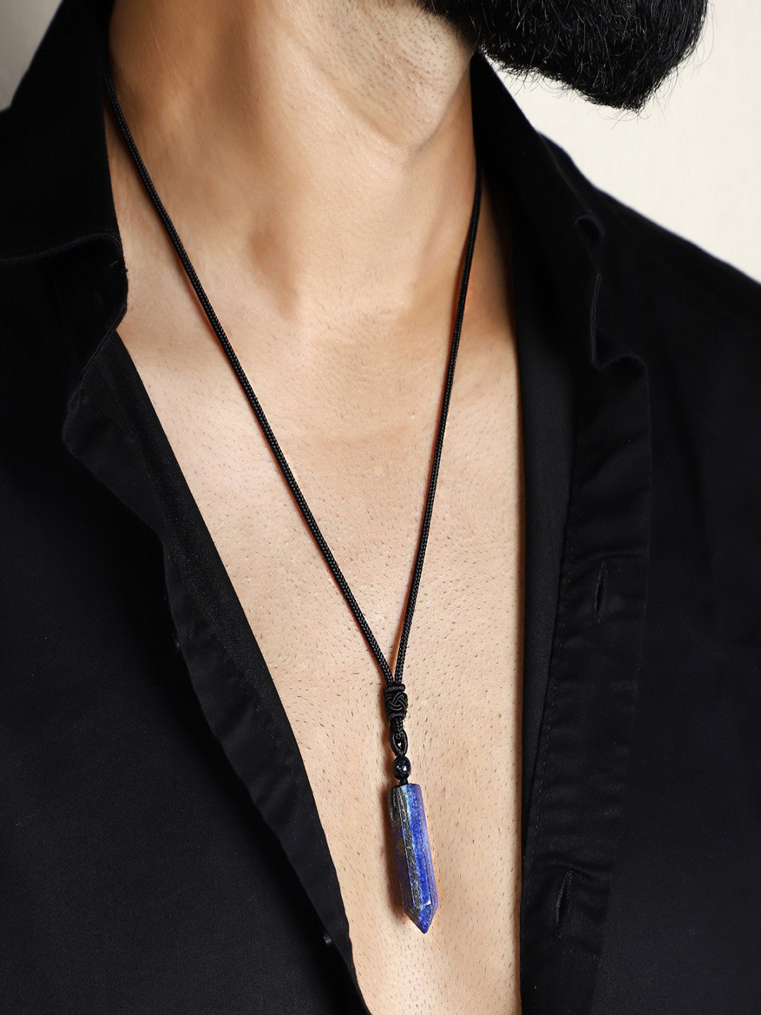 Nirvana Stainless Steel Geometric Lapis Lazuli Pendant