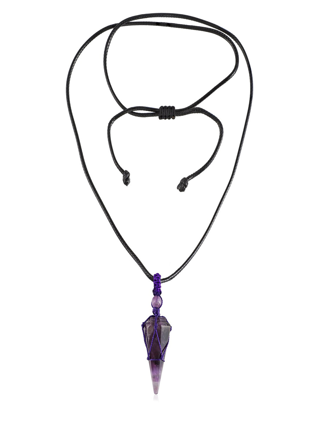 Nirvana Stainless Steel Triangular Amethyst Pendant