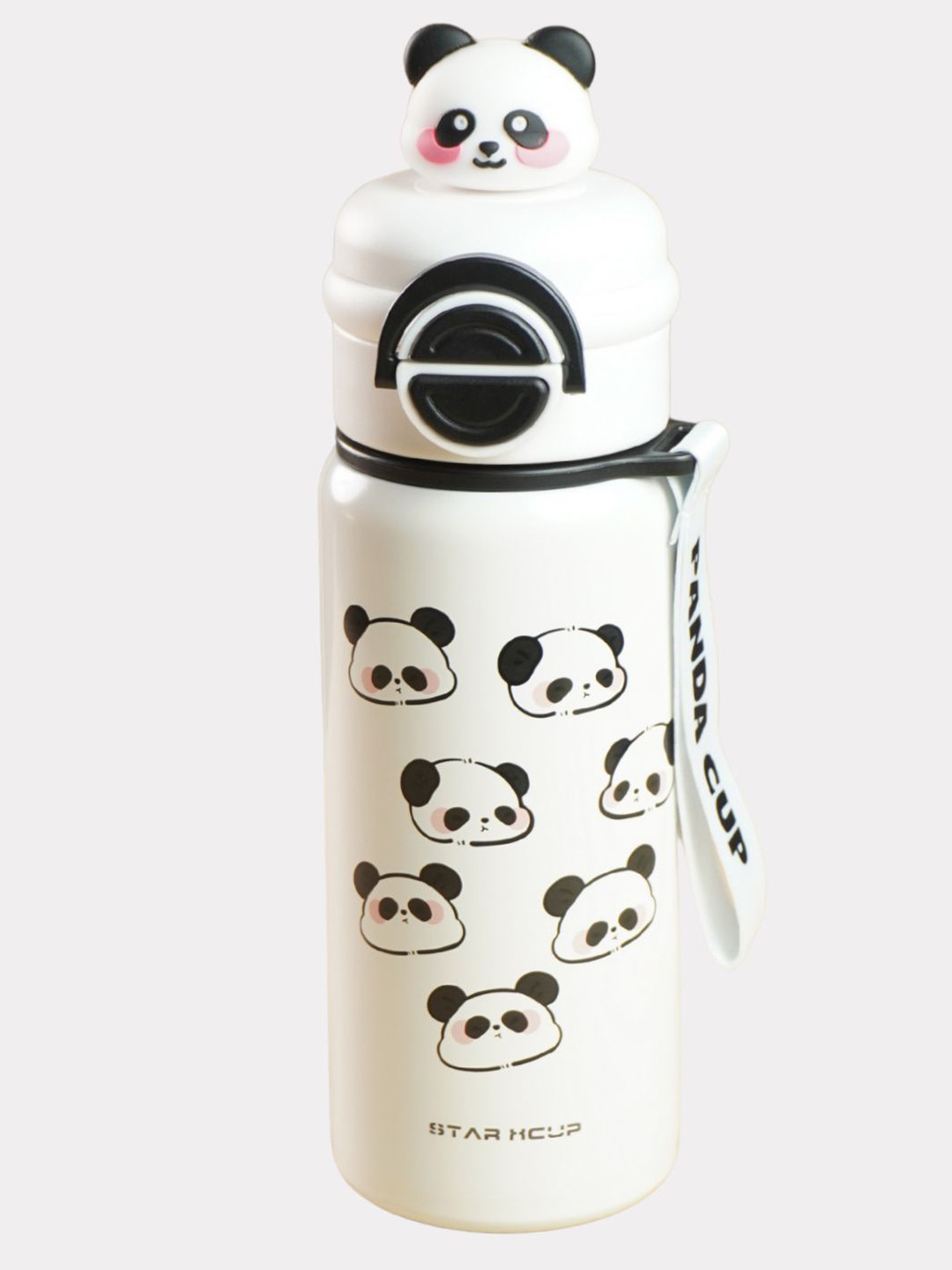 Little Surprise Box LLP White & Black 3d Panda Printed Stainless Steel Water Bottle-550ml