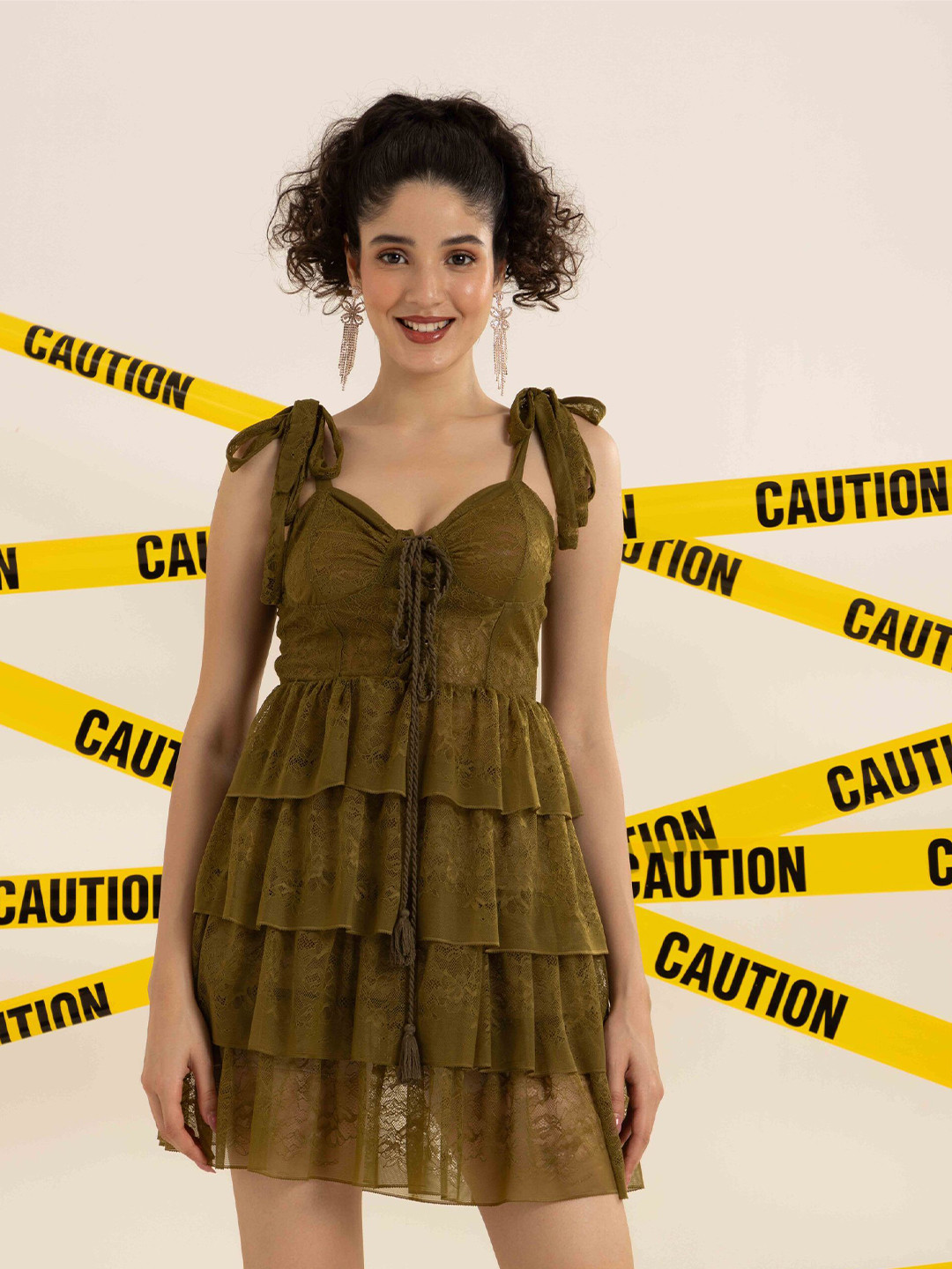 BAESD Print Lace A-Line Dress