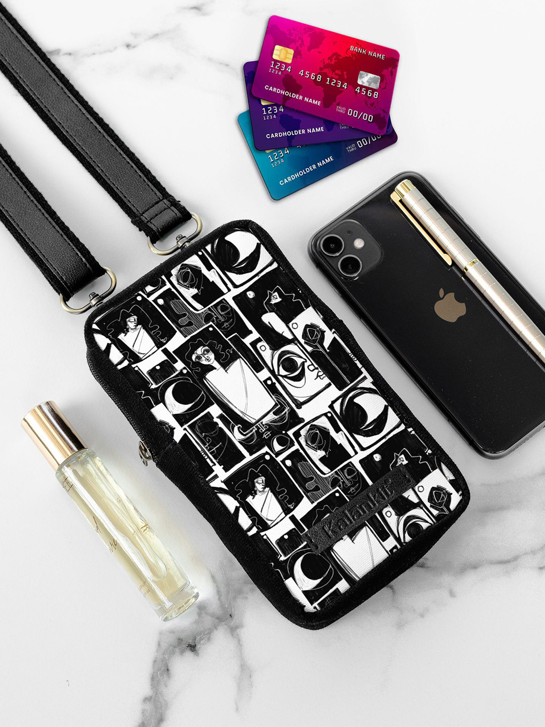 Kalankit Abstract Printed Mobile Sling Pouch