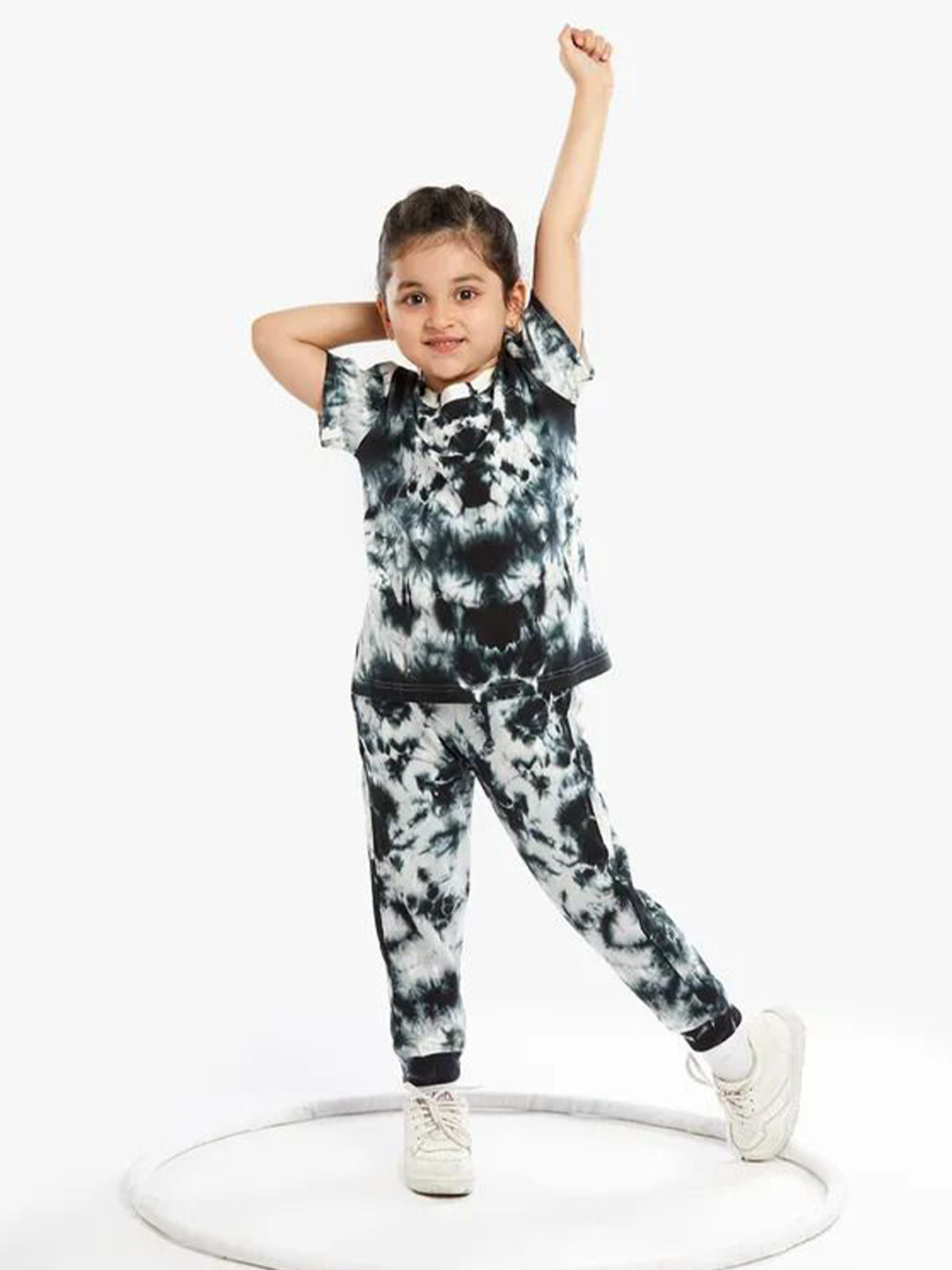 Pink Angel Kids Tie & Dye Short Sleeves Pure Cotton T-shirt With Joggers