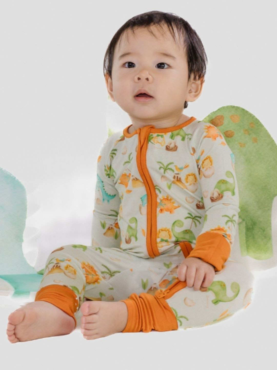 THE PLUSH CLUB Kids Dino World Printed Round Neck Rompers