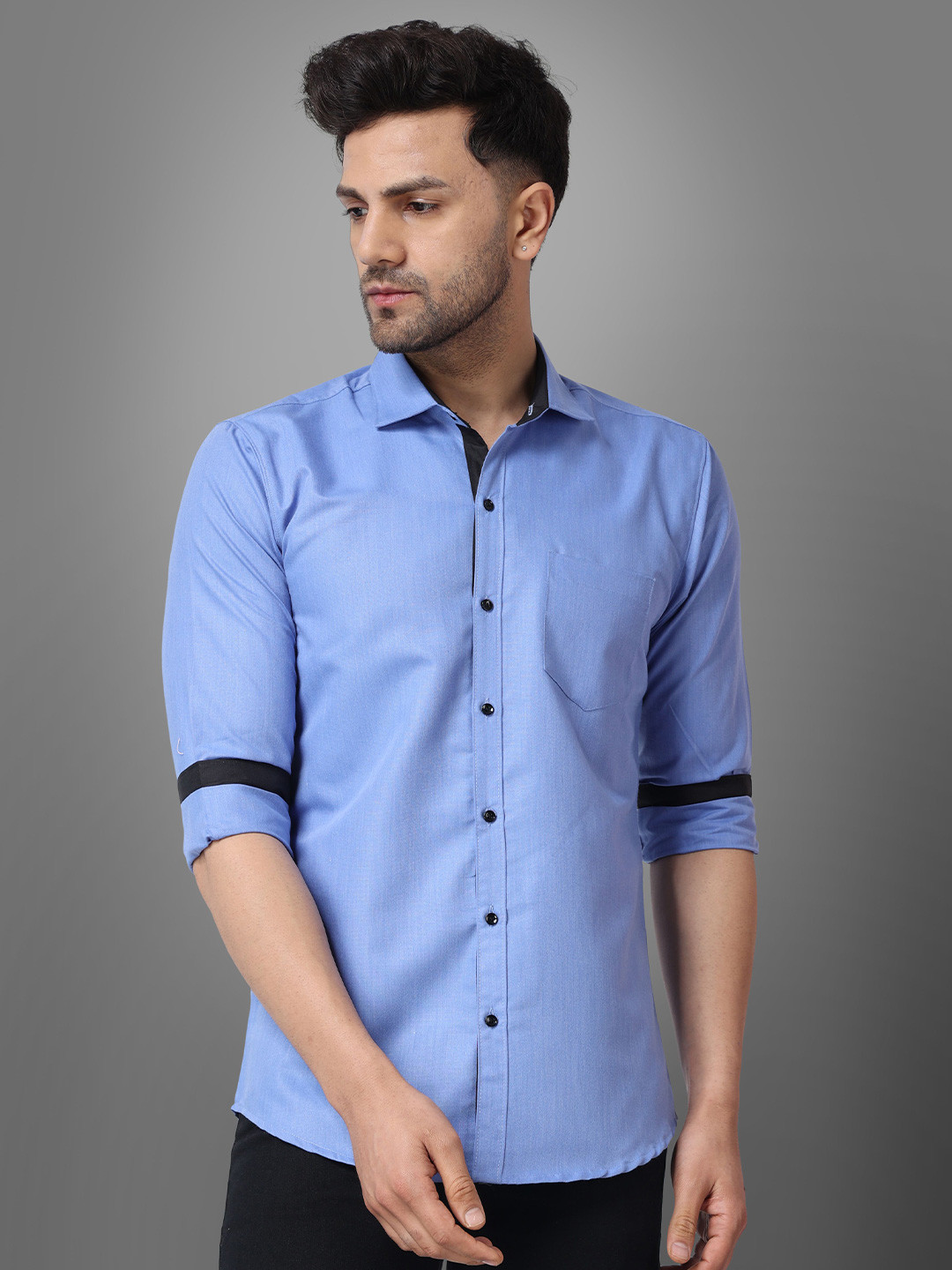 GLOBAL NOMAD Men Semi Sheer Formal Shirt