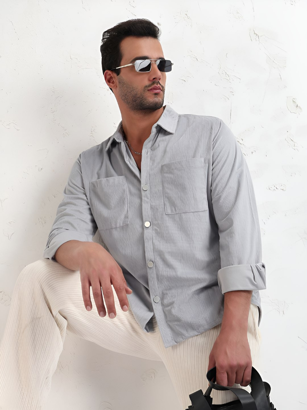 SHOWOFF Corduroy Shirt Collar Slim Fit Shackets