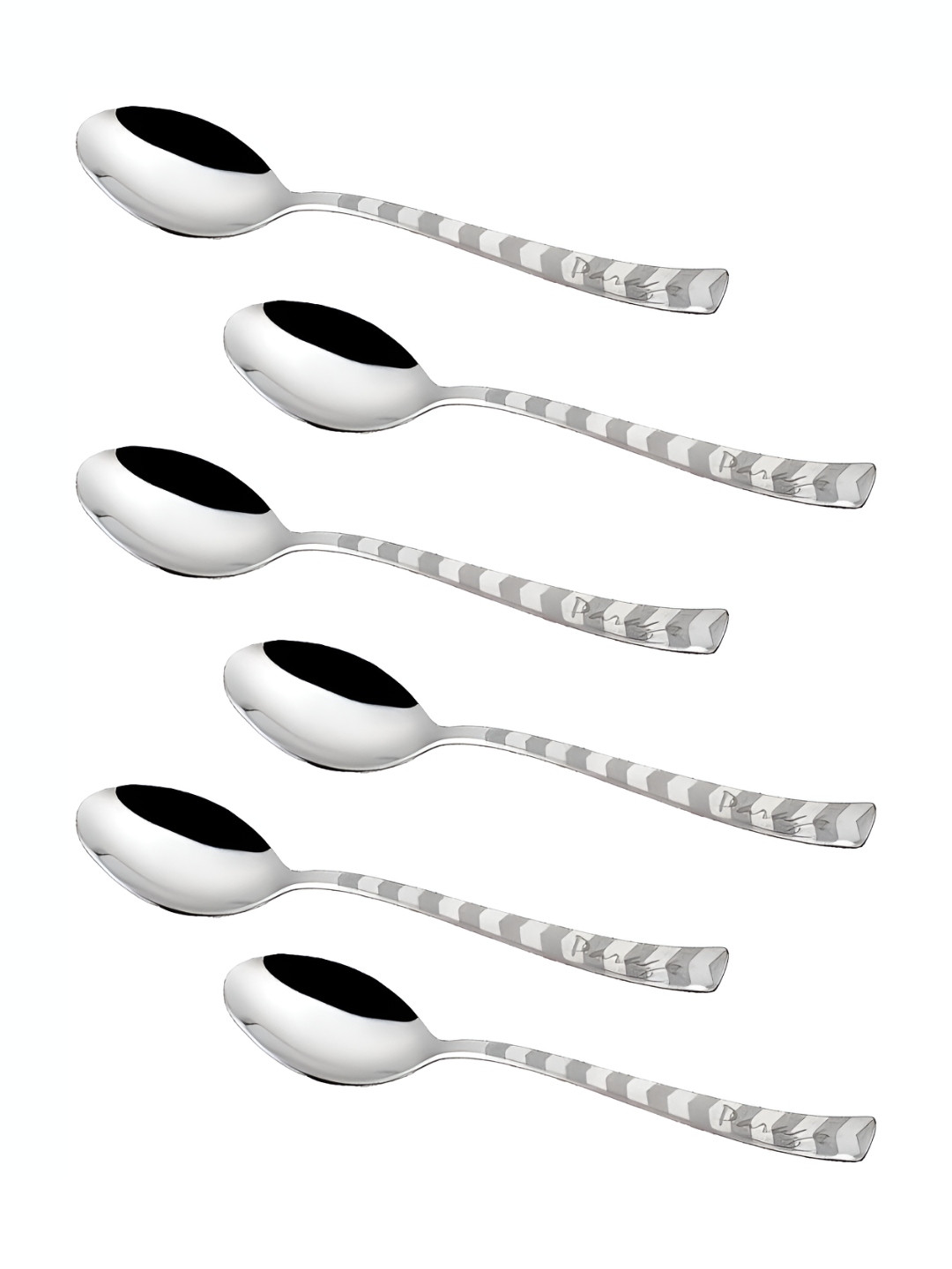 Parage 6 Pieces Silver-Toned Stainless Steel Arrow Laser Tea Spoon