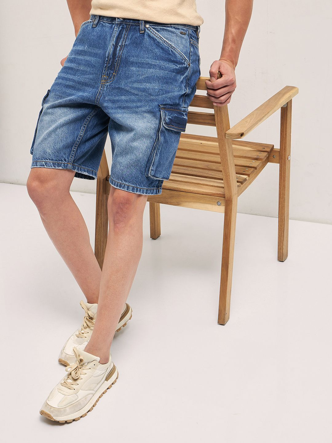 THE BEAR HOUSE Men Cotton Baggy Fit Denim Short