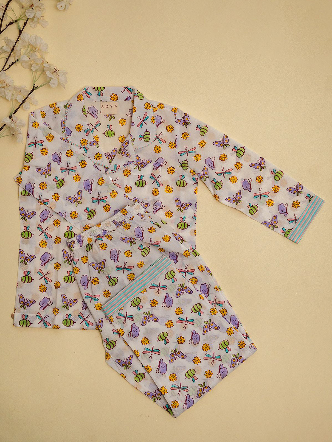 ADYA Kids Graphic Printed Shirt & Pyjamas Night suit
