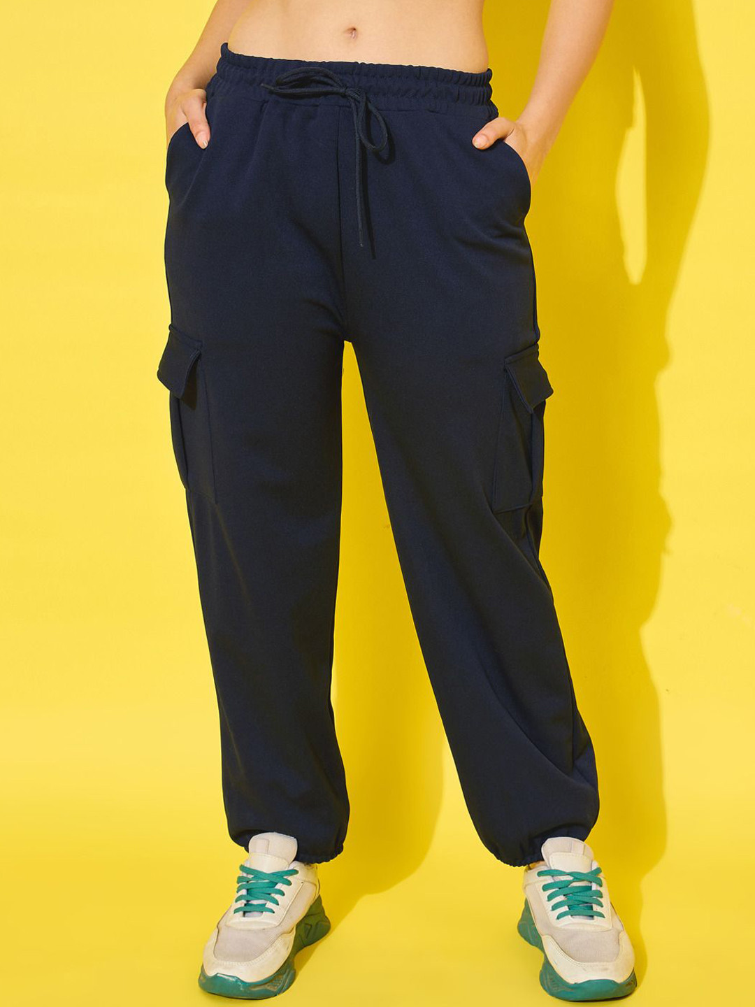 DIMPY GARMENTS Women Relaxed High-Rise Cargo Styles Joggers
