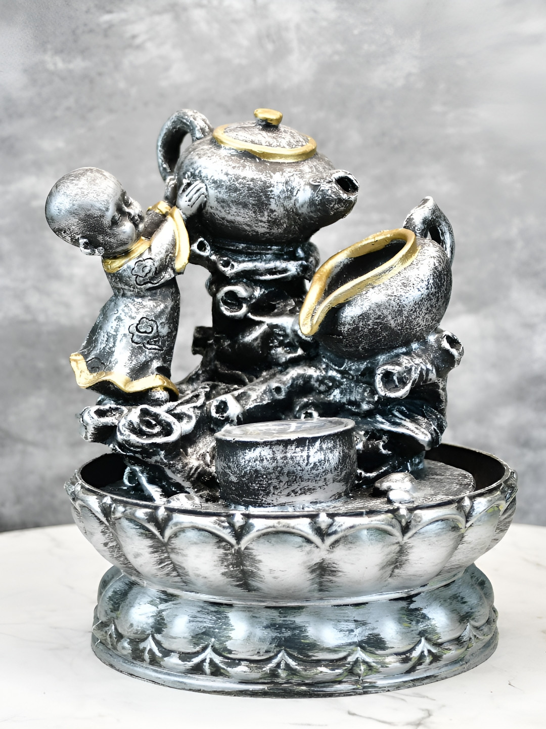 SOWPEACE Grey Celestial Teapot Harmony Fountain Fengshui Indoor Fountain