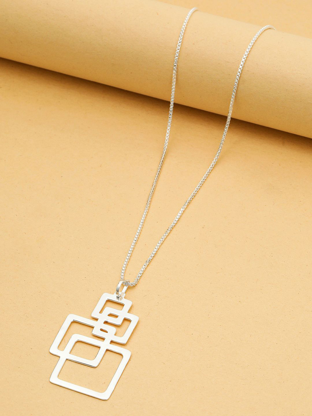 MAIRA 925 Sterling Rhodium-Plated Circular Pendant With Chain