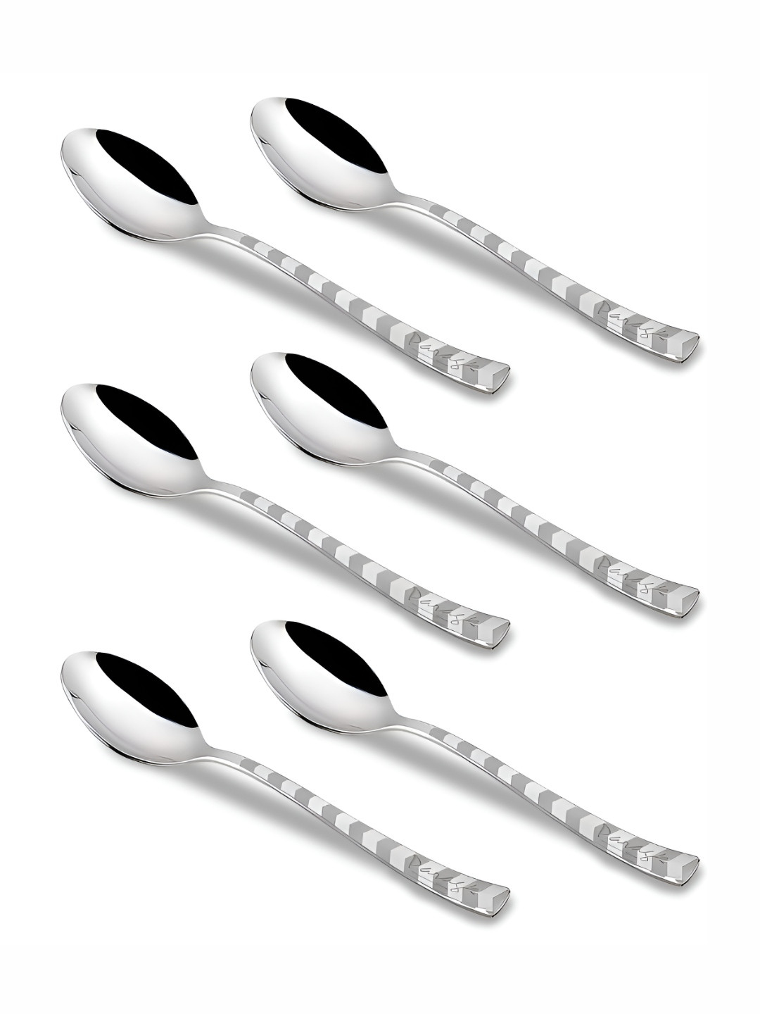 Parage 6 Pieces Silver Toned Stainless Steel Arrow Laser Table Spoon