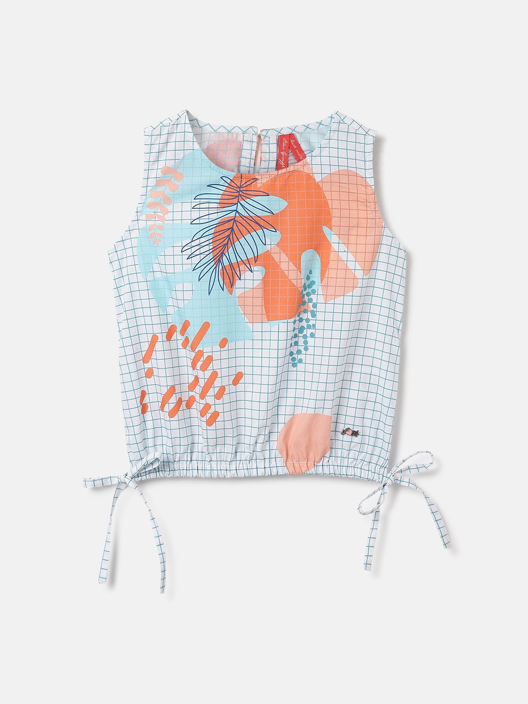 Blue Giraffe Girls All-Over Dobby Print Loose Fit Top