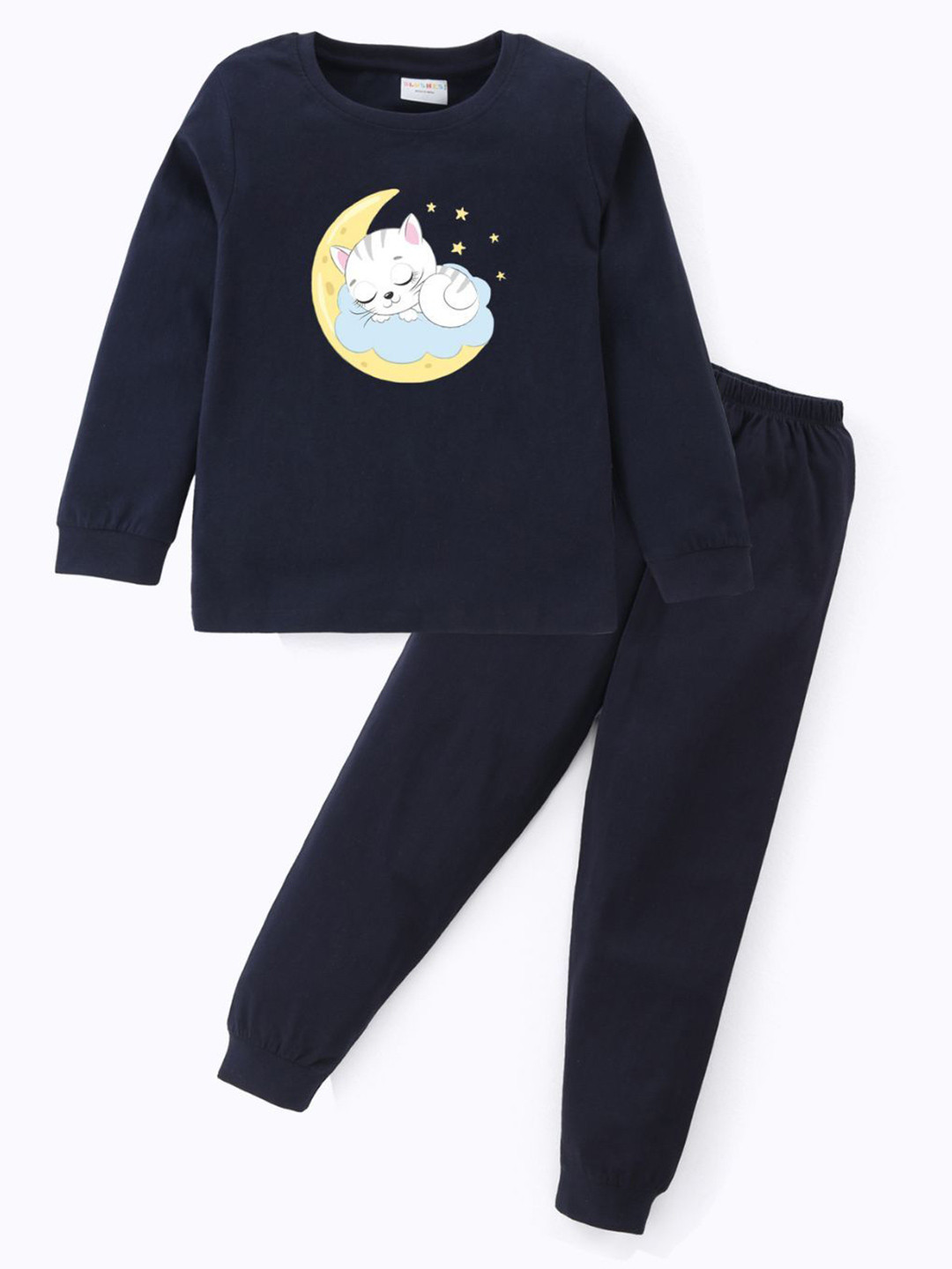 BLUSHES Kids Cloud Moon Printed Pure Cotton Night Suit