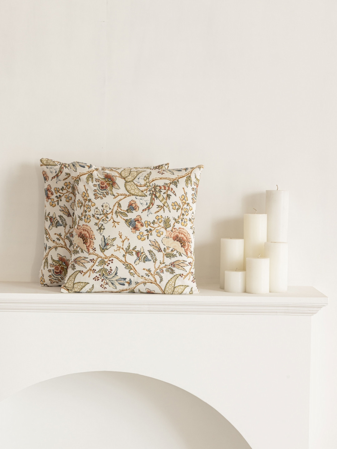 Clasiko Brown Floral Cotton Breathable 2 Piece Square Cushion Covers - 24 x 24 Inches