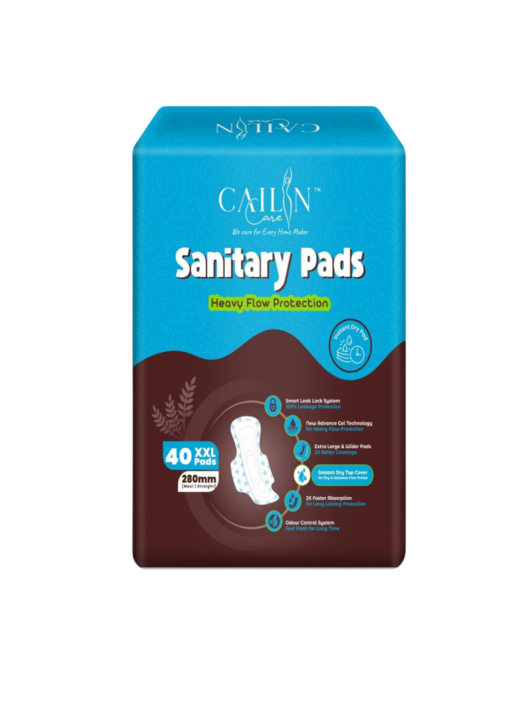 Cailin Care Heavy Flow Protection Night Use Soft Cotton Sanitary Pads - XXL - 40 Pads