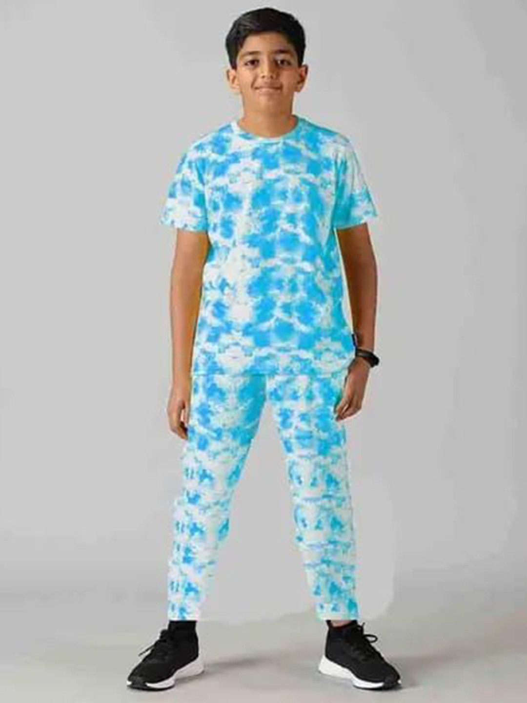 Pink Angel Kids Tie & Dye Short Sleeves Pure Cotton T-shirt With Joggers