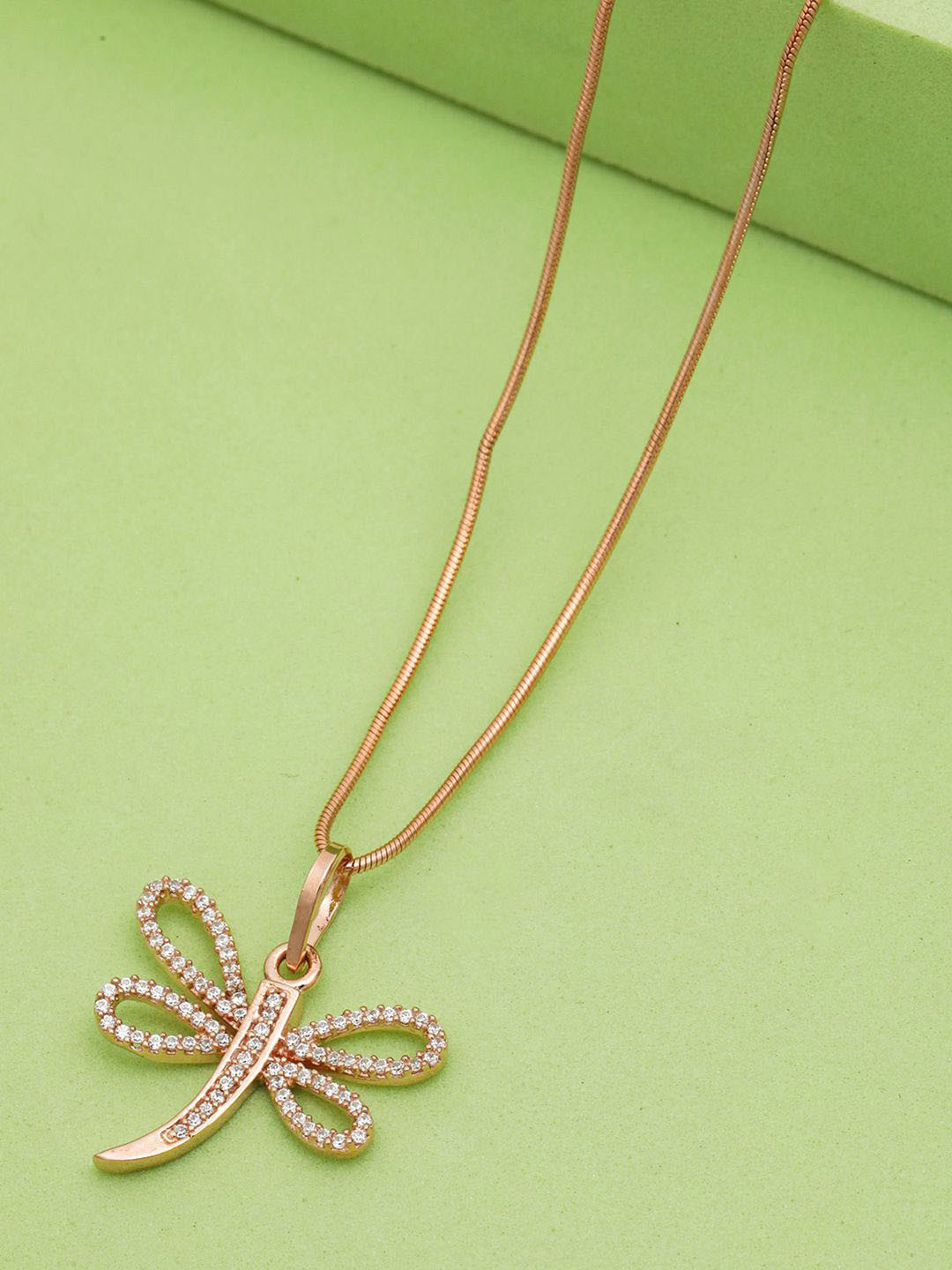 MAIRA 925 Sterling Silver Artificial Stones Studded Quirky Shaped Pendant With Chain