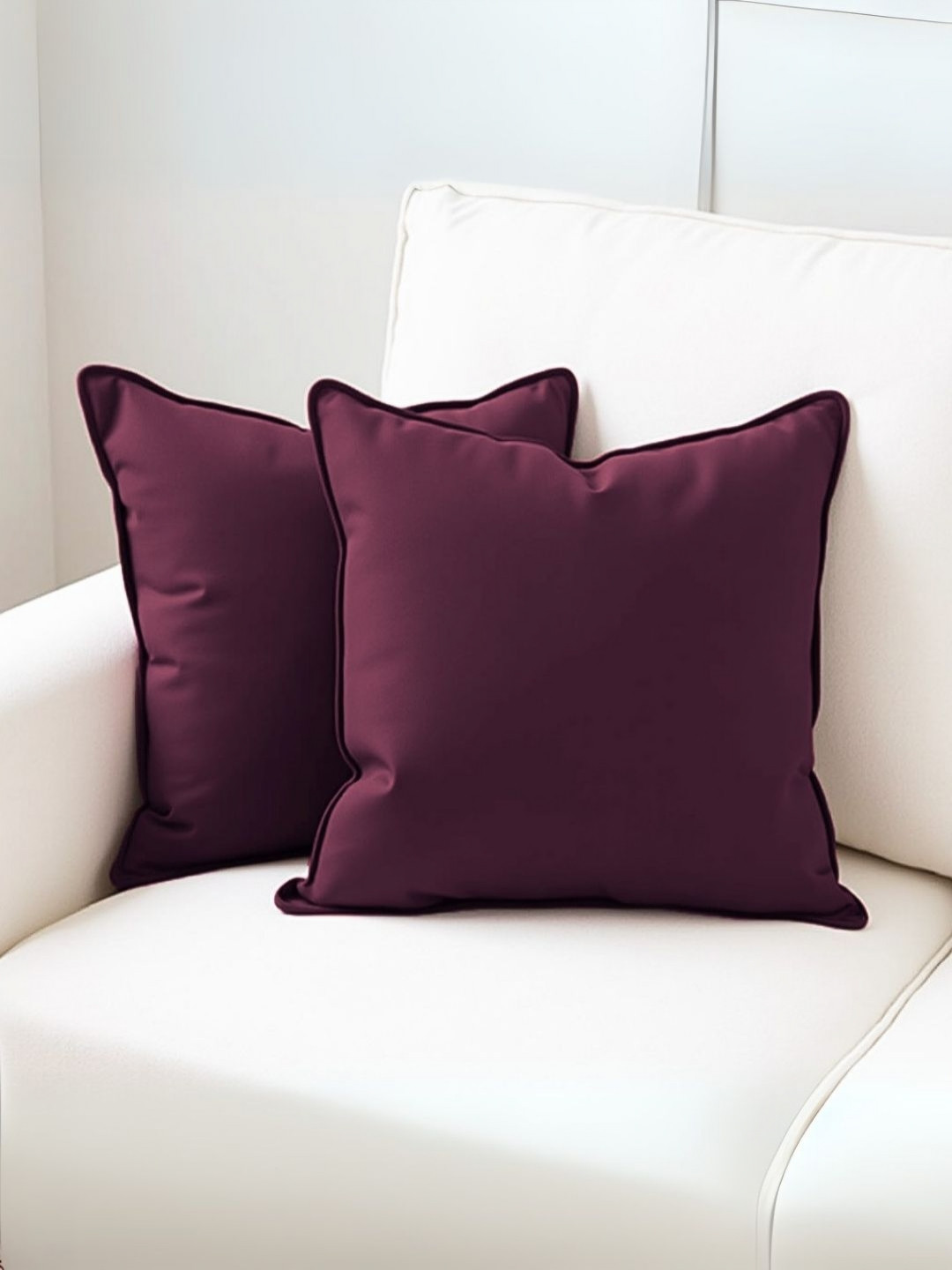 Aurave Burgundy 2 Pieces Pure Cotton 210 TC Soft & Comfortable Square Cushion Covers