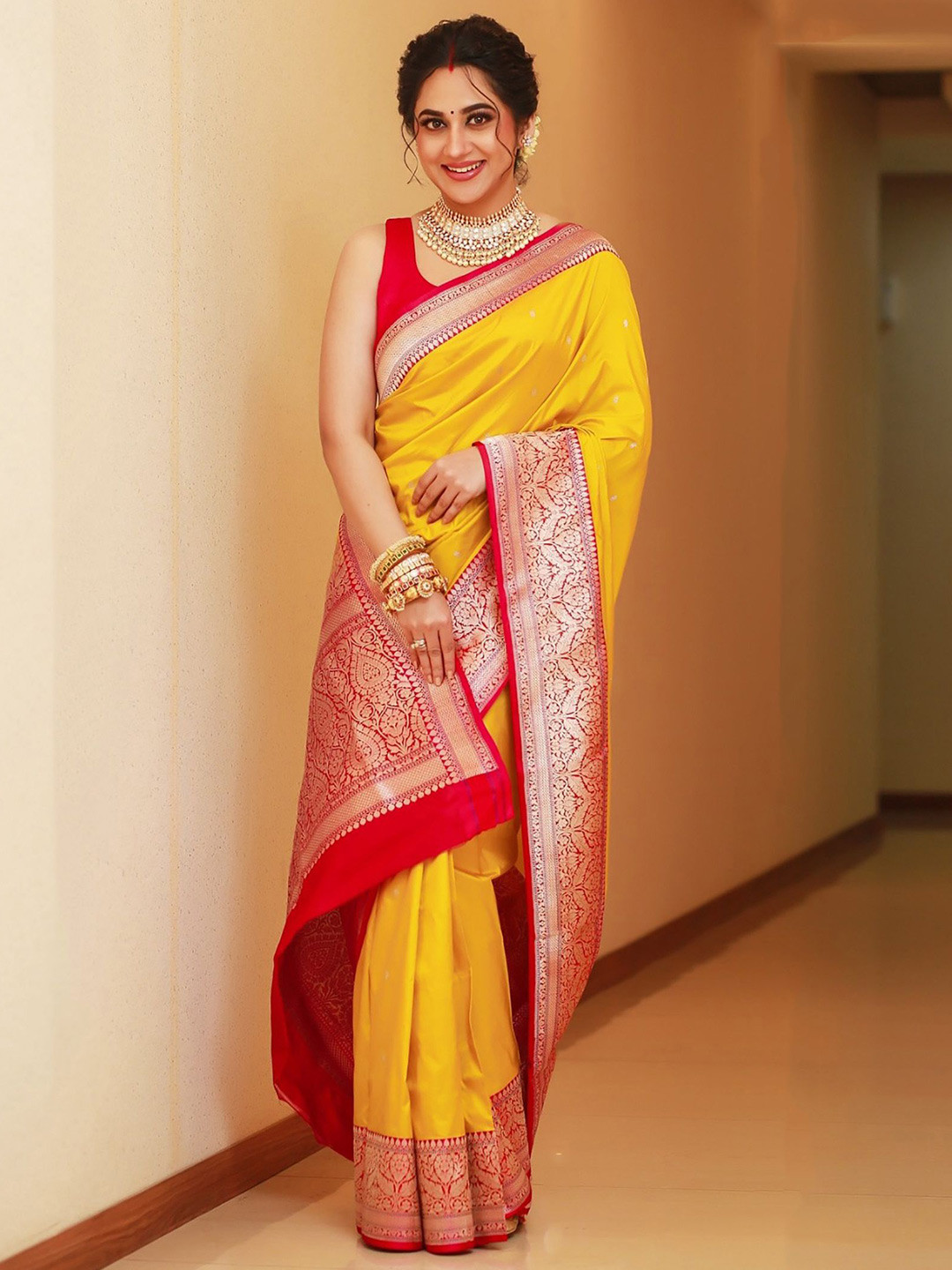 KALINI Zari Silk Blend Banarasi Saree