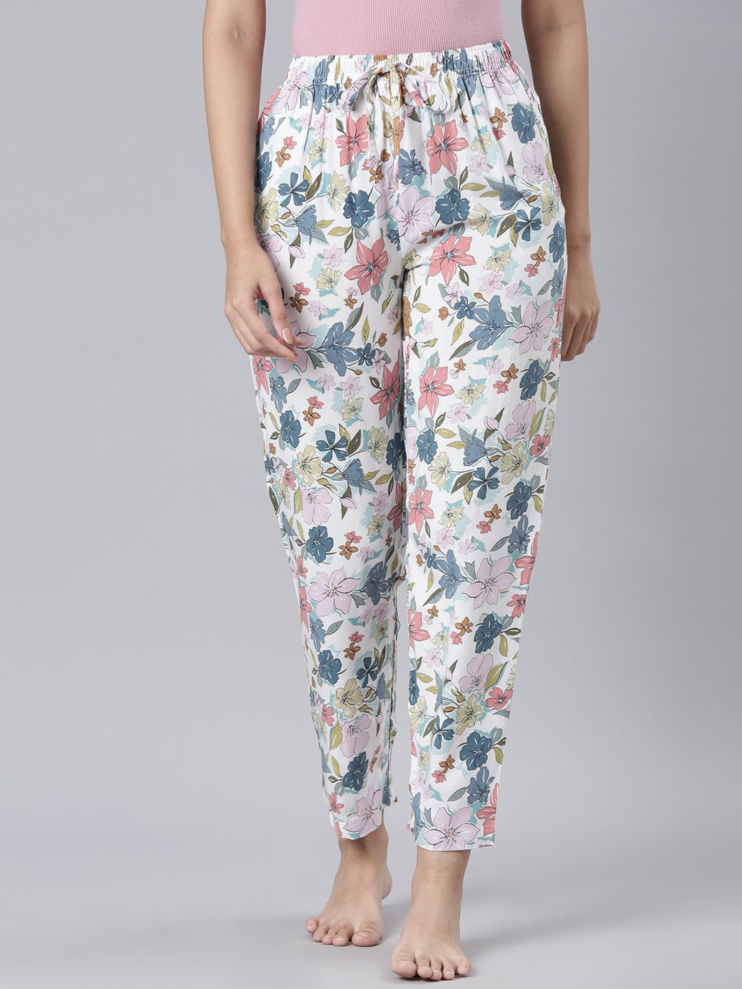 Go Colors Floral Printed Straight-Leg Lounge Pants