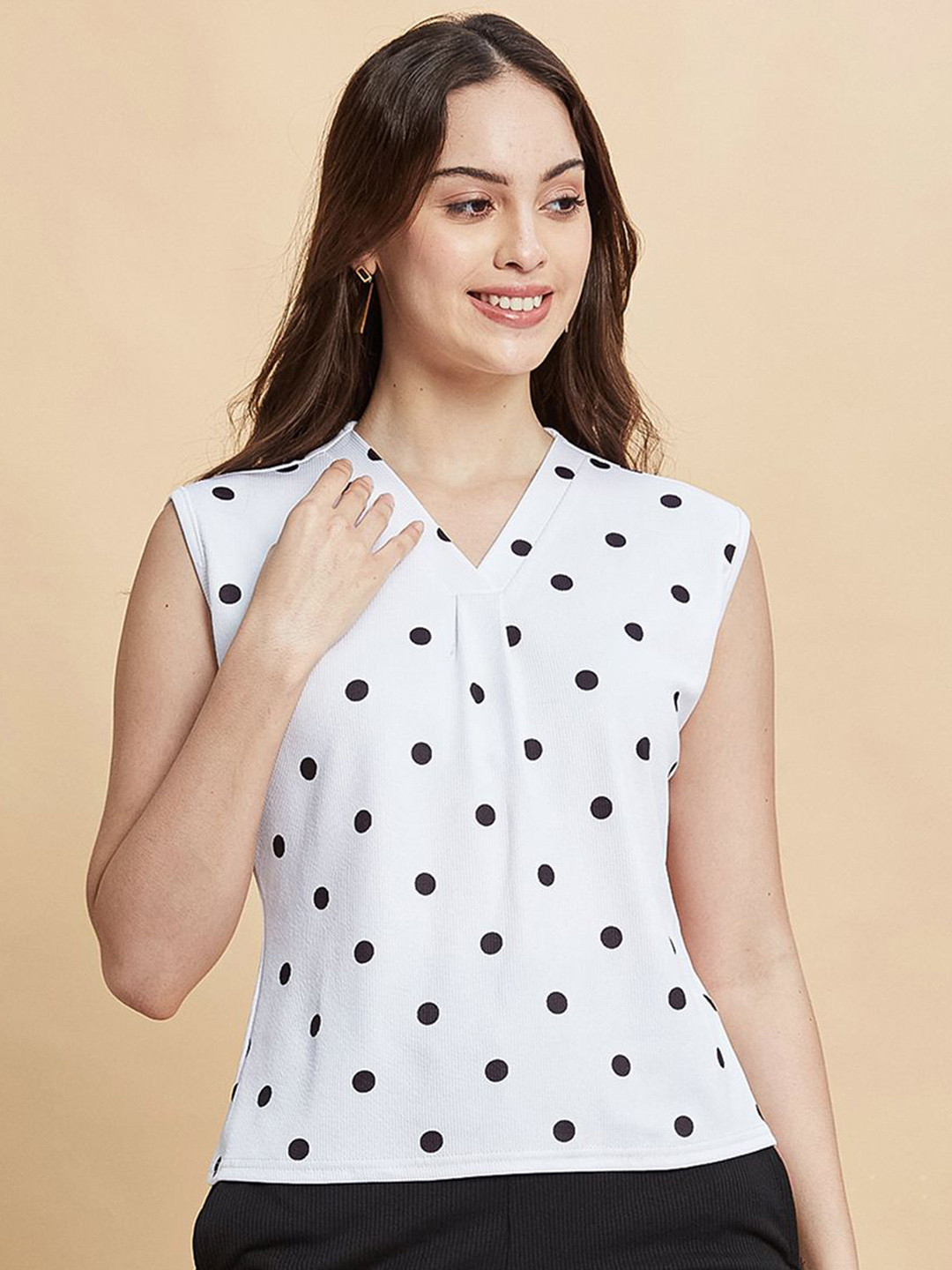 Selvia Geometric Print Placement Print Top