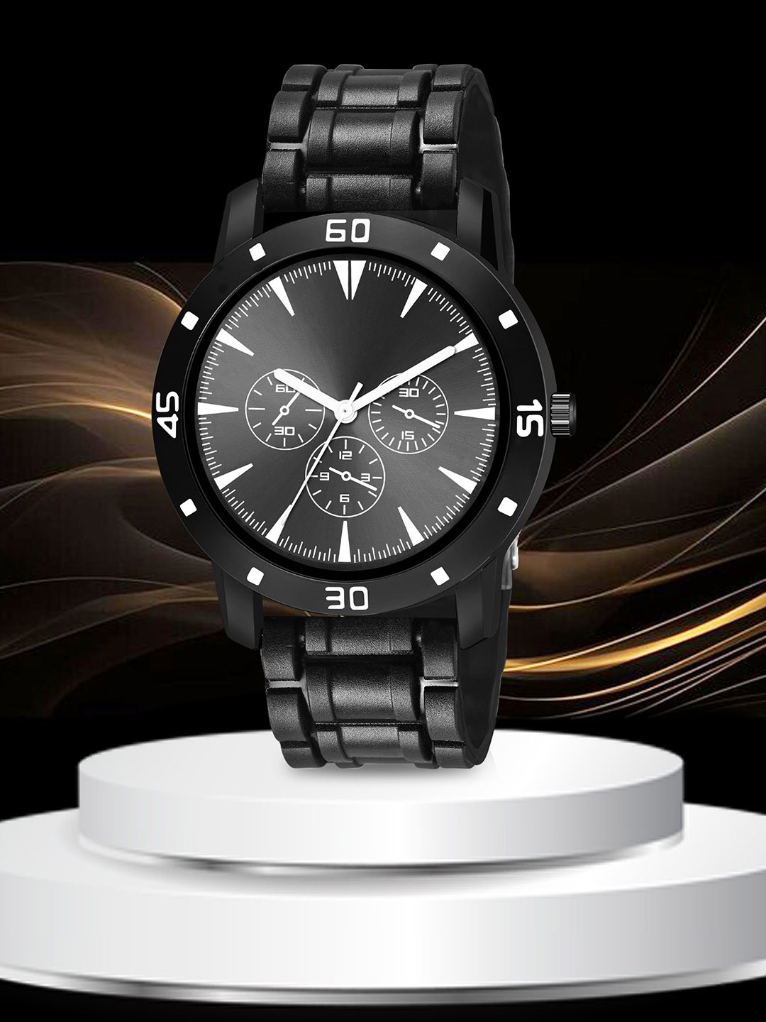 HDFCREATION Men Dial & Bracelet Style Straps Analogue Watch Black-1003