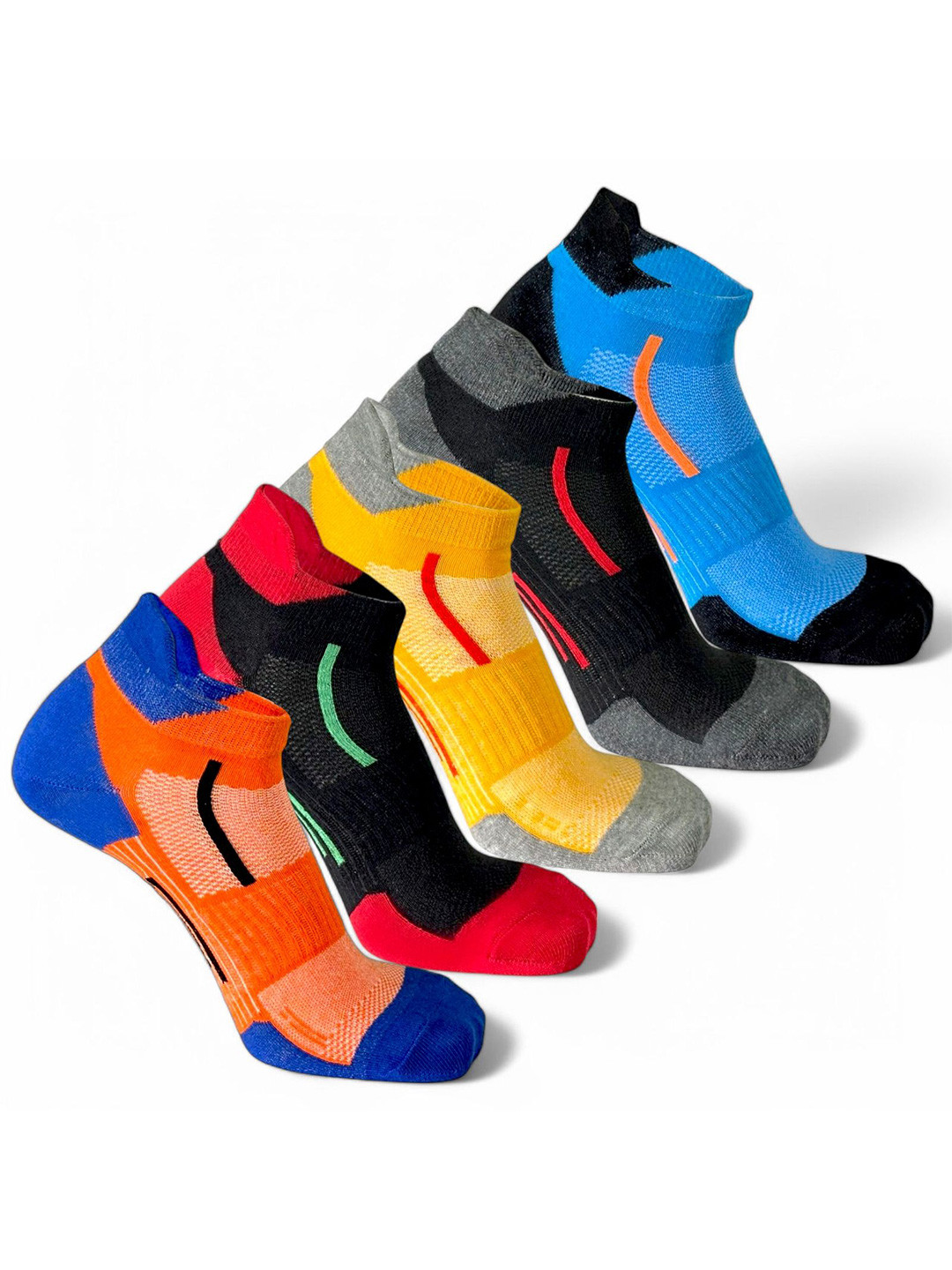 Sockscarving Men Pack Of 5 Color-Block Cotton Ankle Length Socks