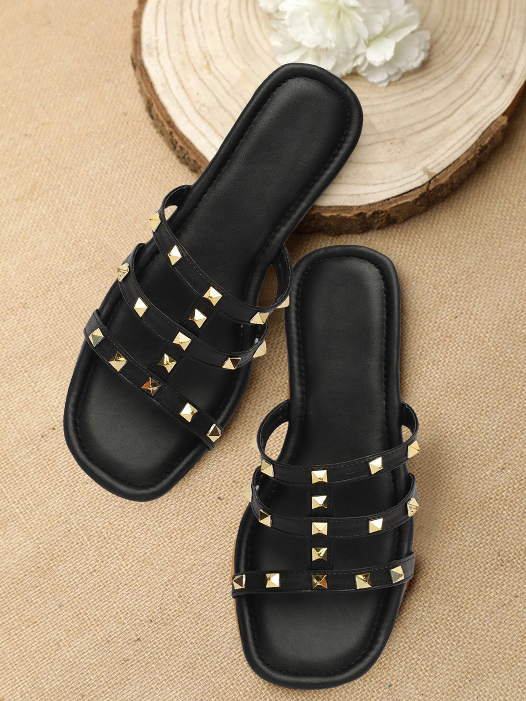 LA FASHUB Women Embellished Open Toe Flats