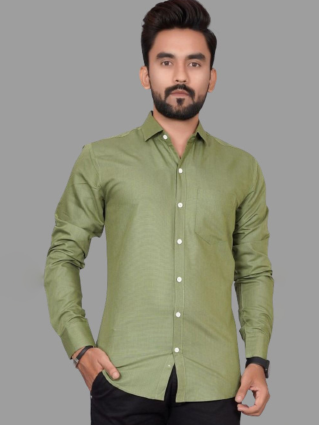 GLOBAL NOMAD Men Semi Sheer Formal Shirt