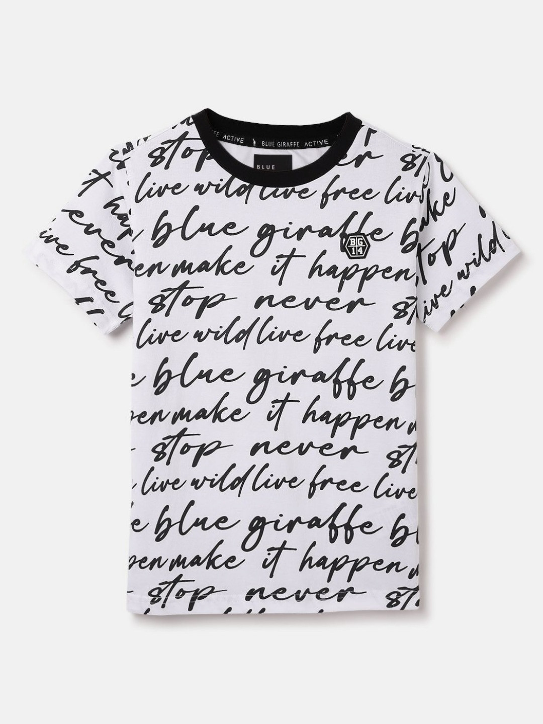 Blue Giraffe Boys Crew Neck Regular Fit Stretchable Pure Cotton T-shirt