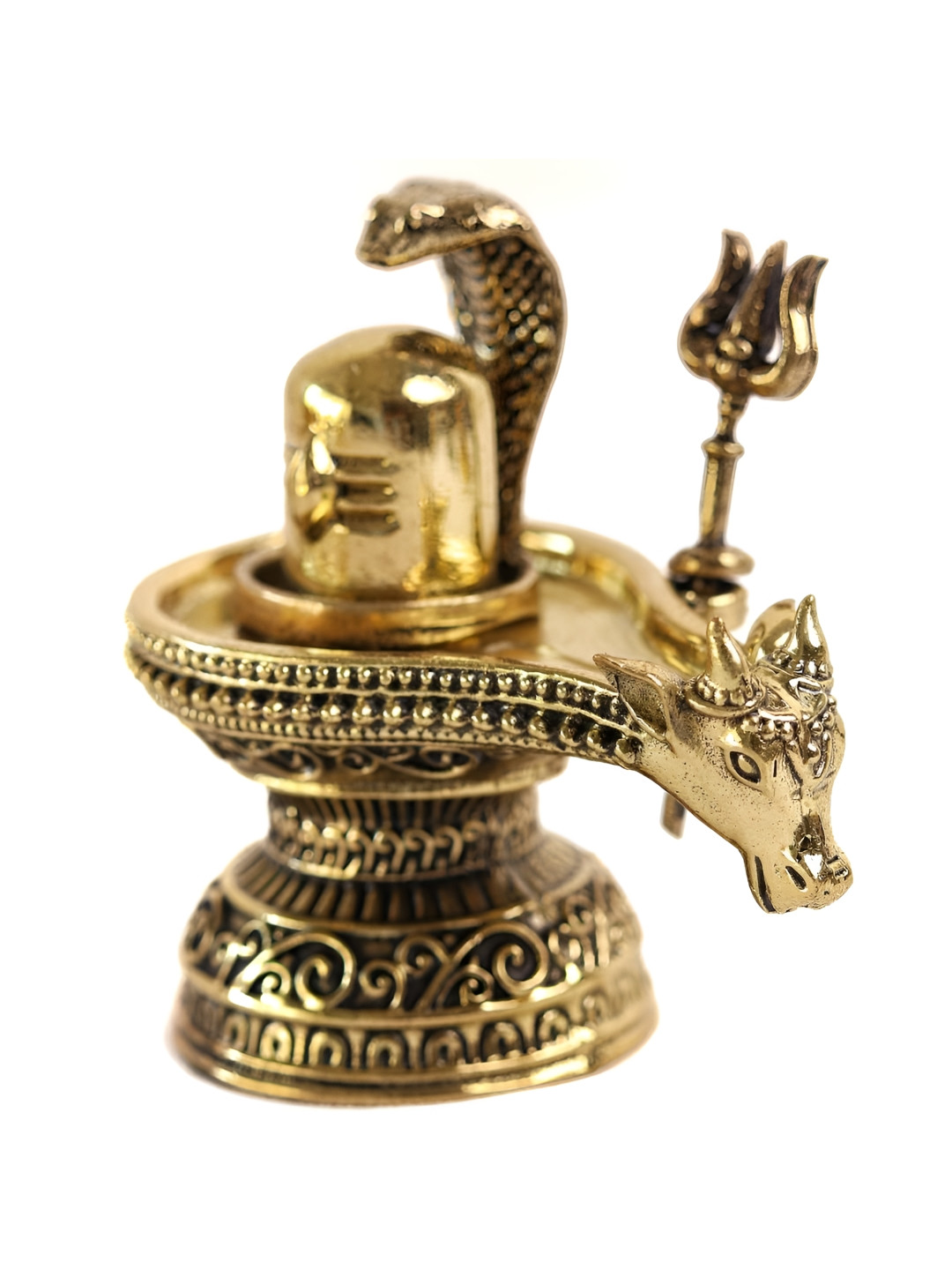 The Spiritual Living Shivling Gold Brass Metallic Prayer Room Small Showpiece - 2.5 Inches