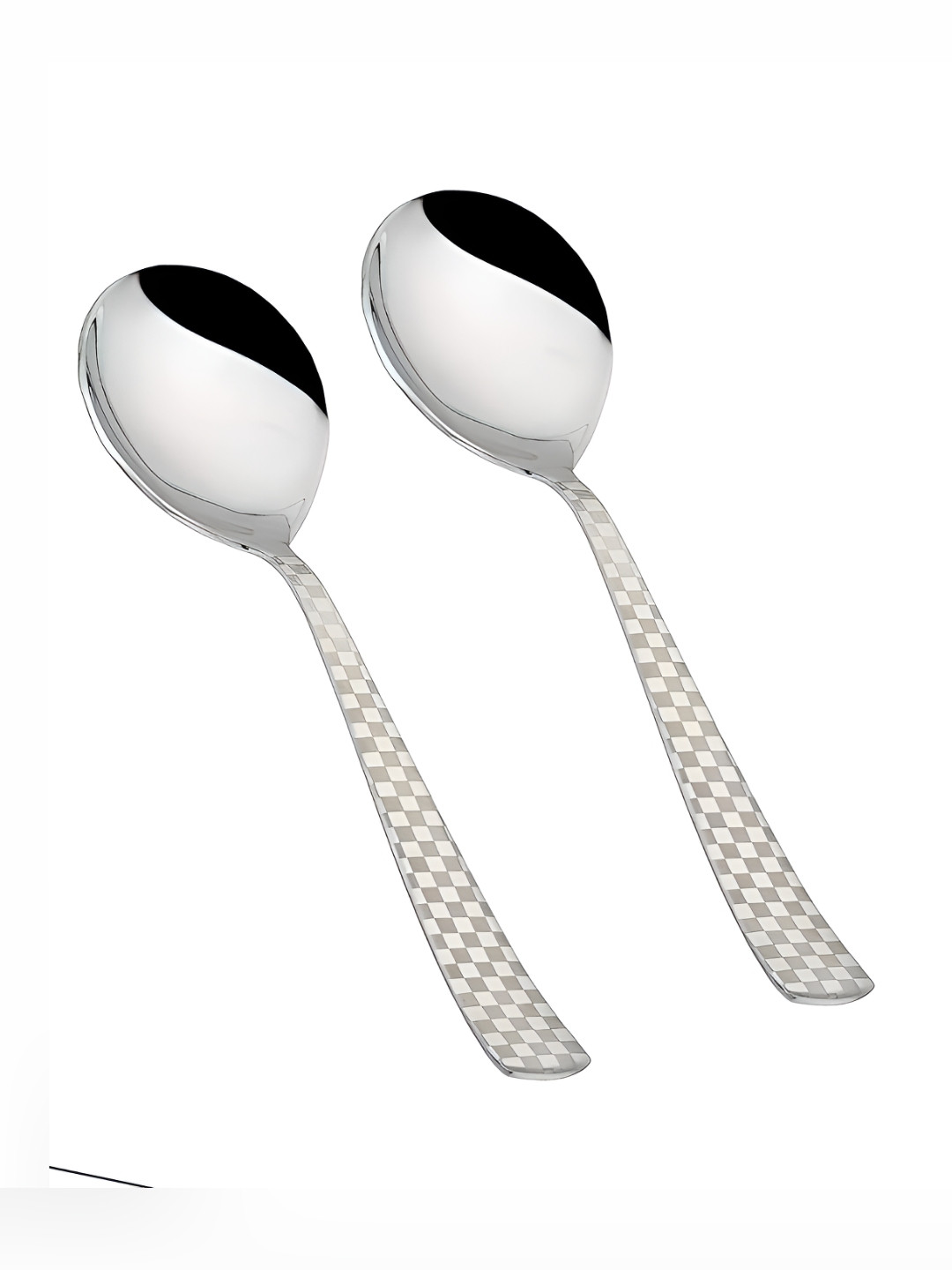 Parage 2 Pieces Silver-Toned Stainless Steel Chess Laser Serving Spoon